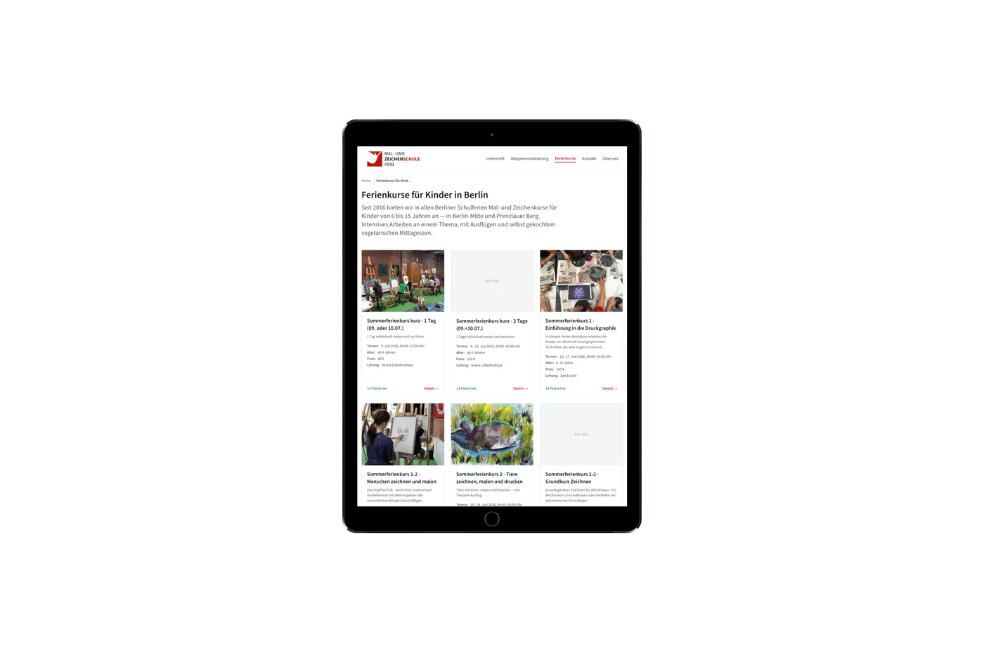 Website Kunstschule Prib