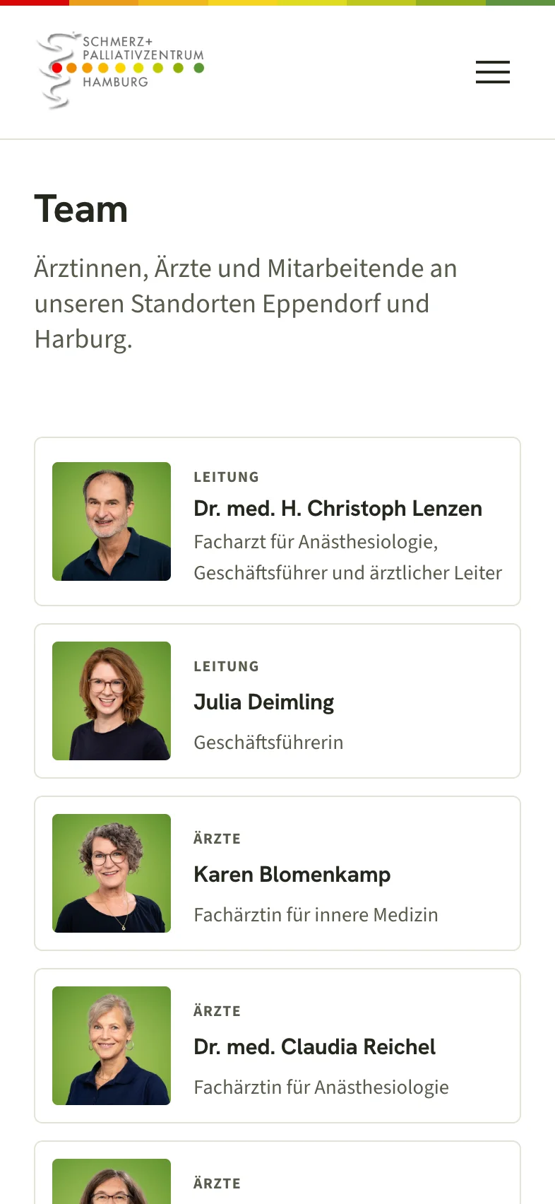 Teamseite, Handy-Ansicht