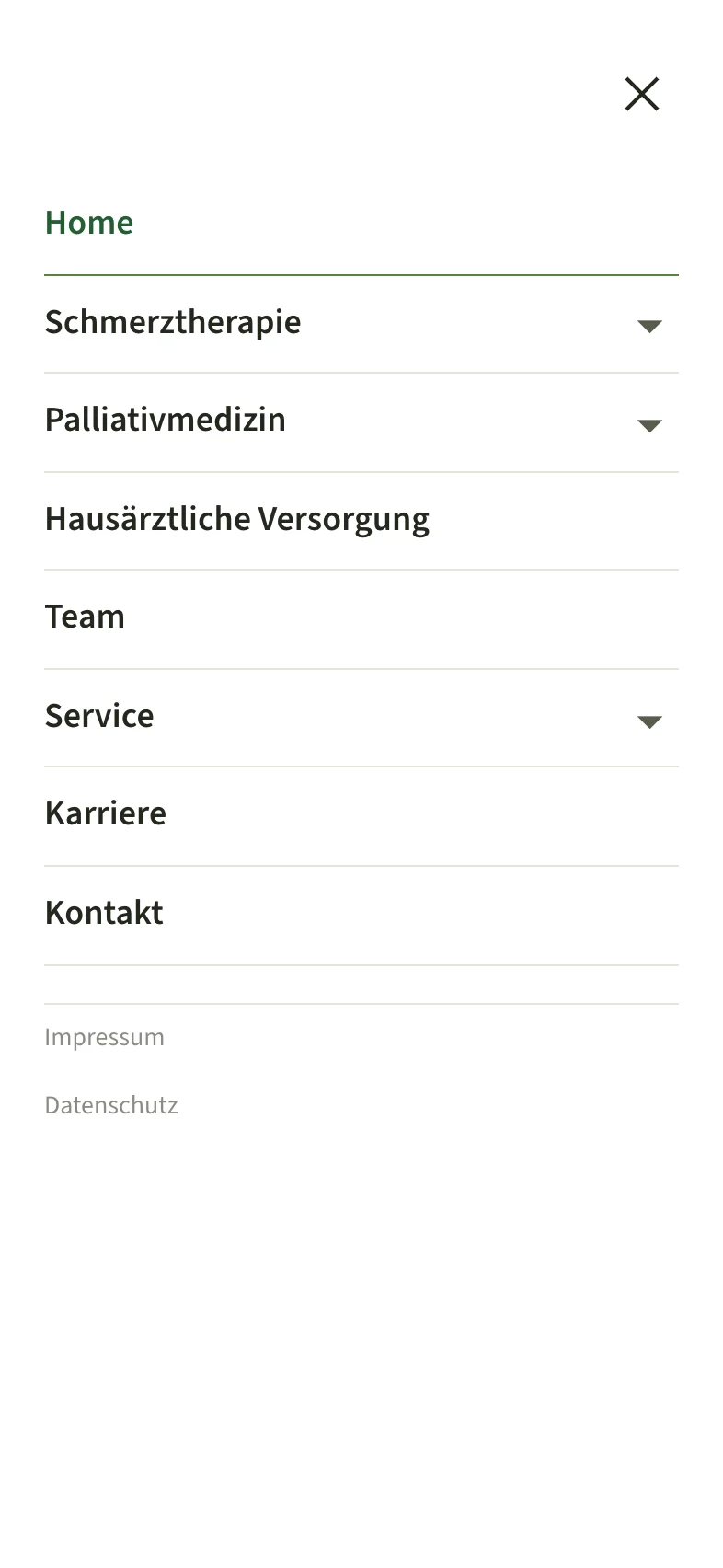 Geöffnetes Menü auf dem Handy